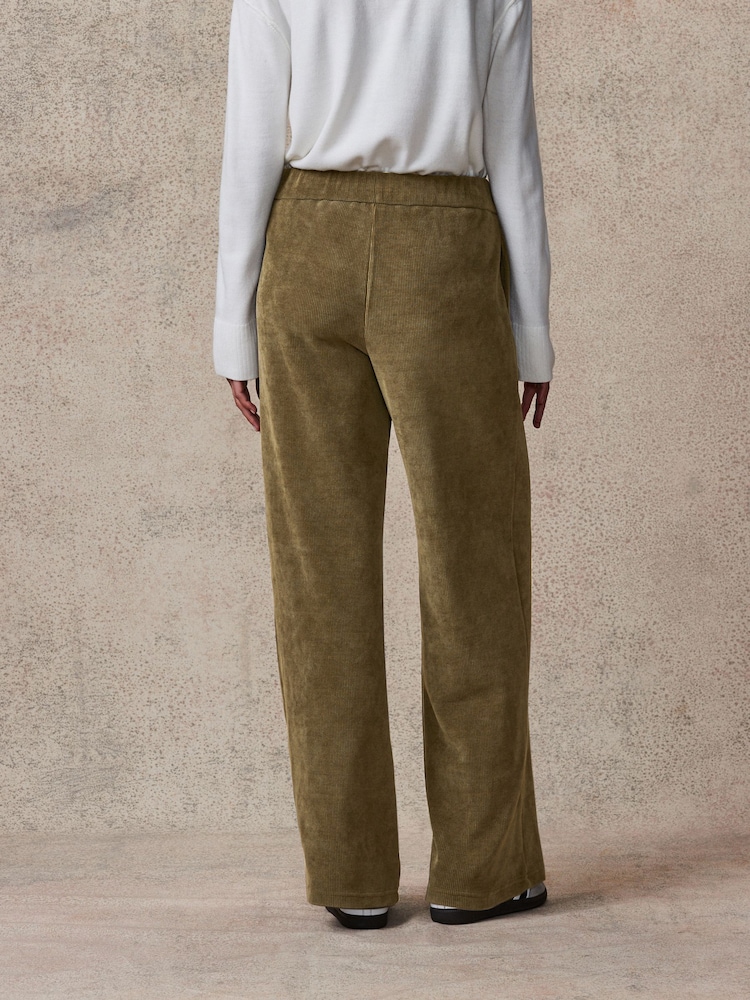 Vert kaki - Pull On Wide Leg Corduroy Trousers - Image 3 of 6