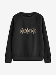Black Snowflake Crew Neck Jumper - Image 1 of 1