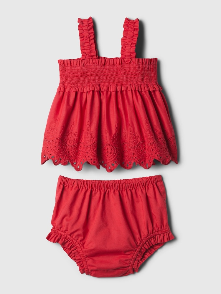 Gap Red Cotton Eyelet Top and Shorts Baby Set (Newborn-24mths) - Image 1 of 1