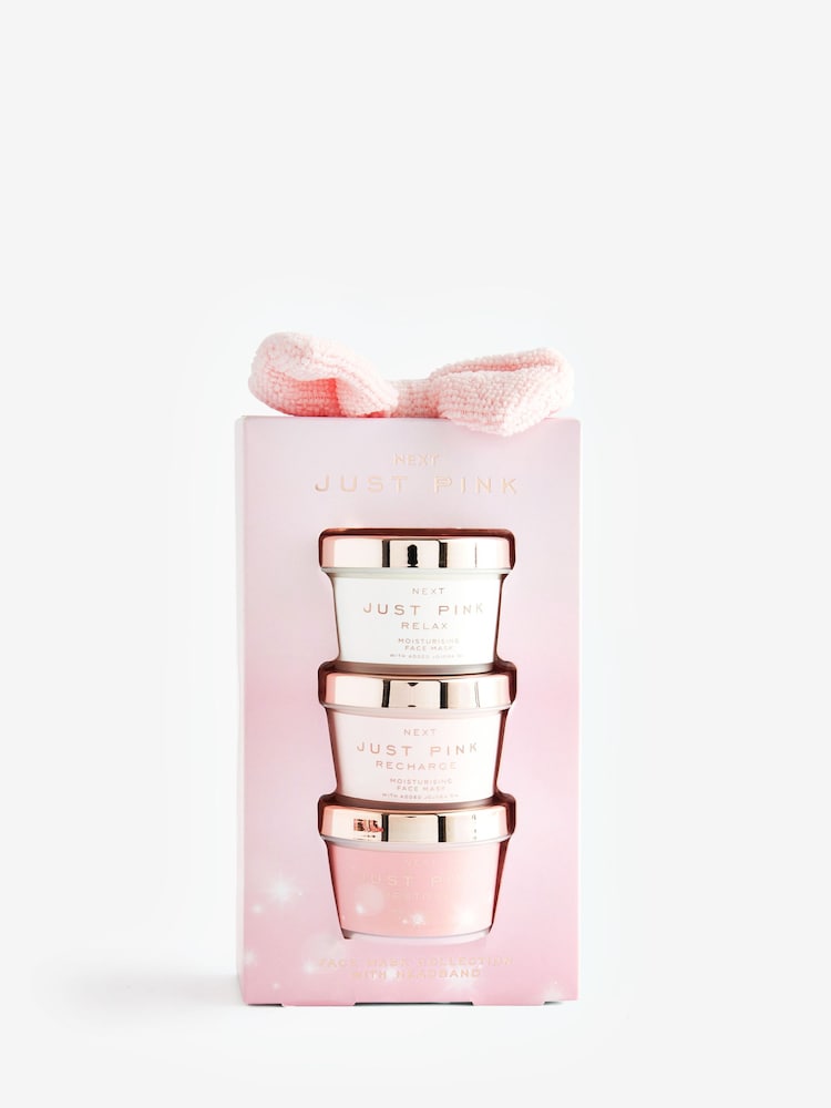 Set of 3 Just Pink Face Masks and Bow Headband Gift Set - Image 4 of 4