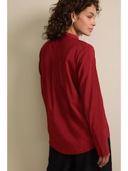 Black/Red Long Sleeve Textured Overhead V-Neck Blouses 2 Pack - Image 7 of 9