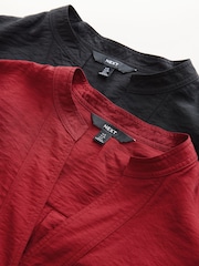 Black/Red Long Sleeve Textured Overhead V-Neck Blouses 2 Pack - Image 8 of 9
