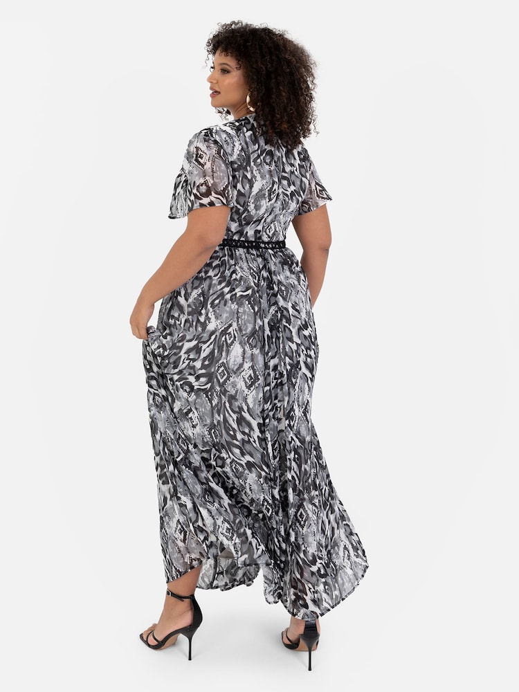 Lovedrobe V-Neck Angel Sleeve Maxi Dress With Trims - Image 2 of 3