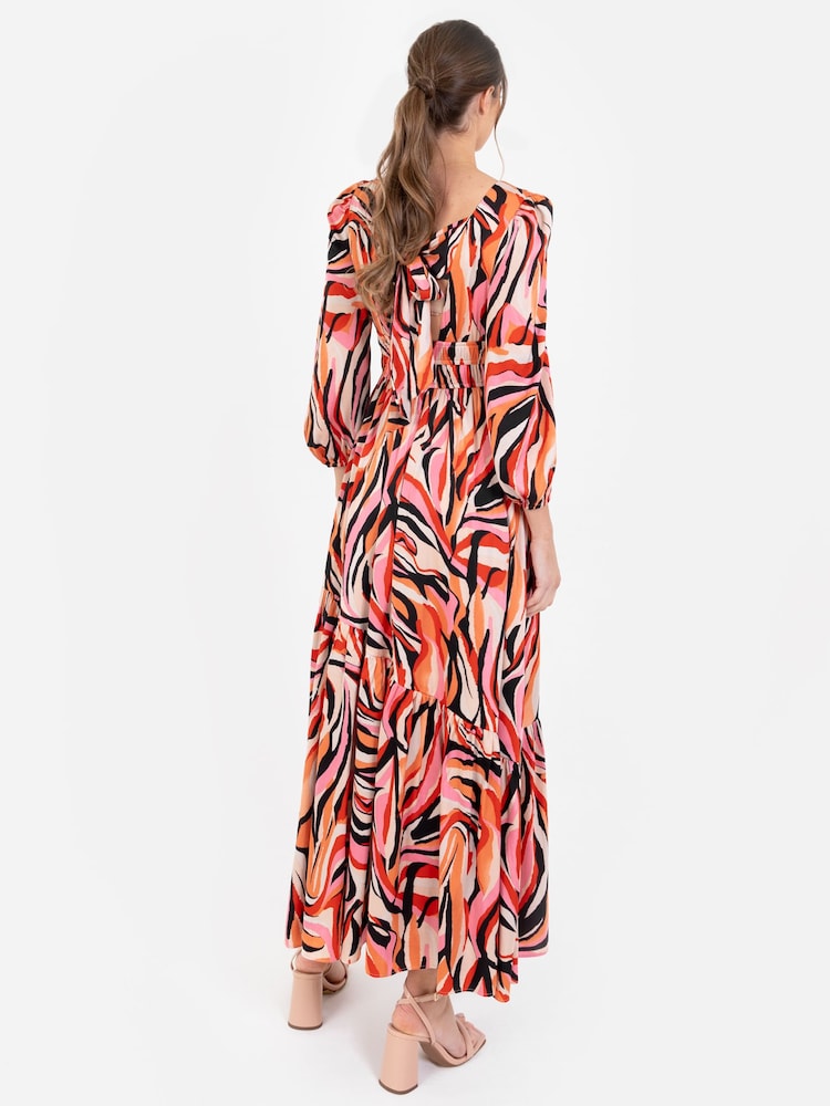 Mehrfarbig - Lovedrobe Maxikleid mit Wickeldesign und elastischer Taille, Pink - Bild 2 von 5 Mehrfarbig - Lovedrobe Maxikleid mit Wickeldesign und elastischer Taille, Pink - Bild 2 von 5