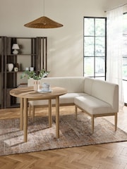 Casual Boucle Oyster Aire Compact Dining Table and Corner Bench Set - Image 1 of 10