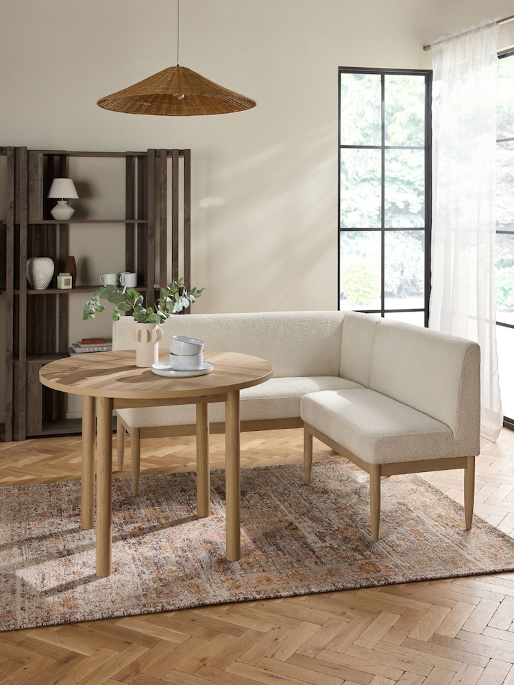 Casual Boucle Oyster Aire Compact Dining Table and Corner Bench Set - Image 1 of 10