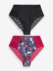 B by Ted Baker Charcoal Grey Fleuri Imprimé Taille haute Shaping Knickers 2 Lot - Image 1 de 12