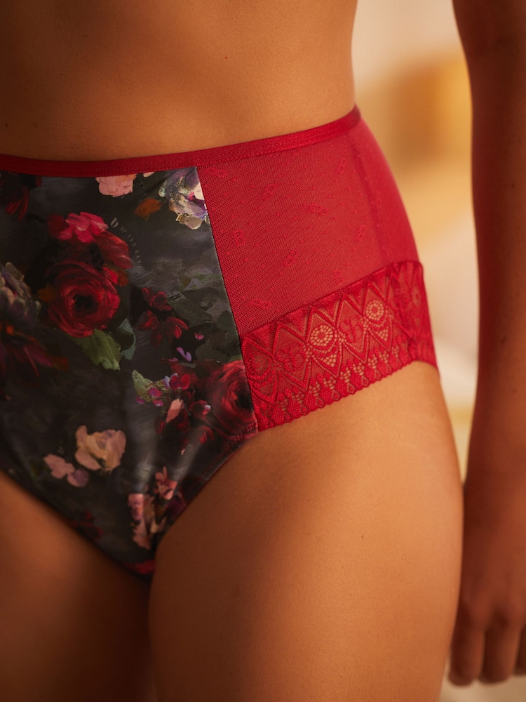 B by Ted Baker Charcoal Grey Floral Print High Waist Shaping Knickers 2 Pack - Image 5 of 12