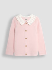JoJo Maman Bébé Broderie Collar Cotton Cardigan - Slika 1 iz 3