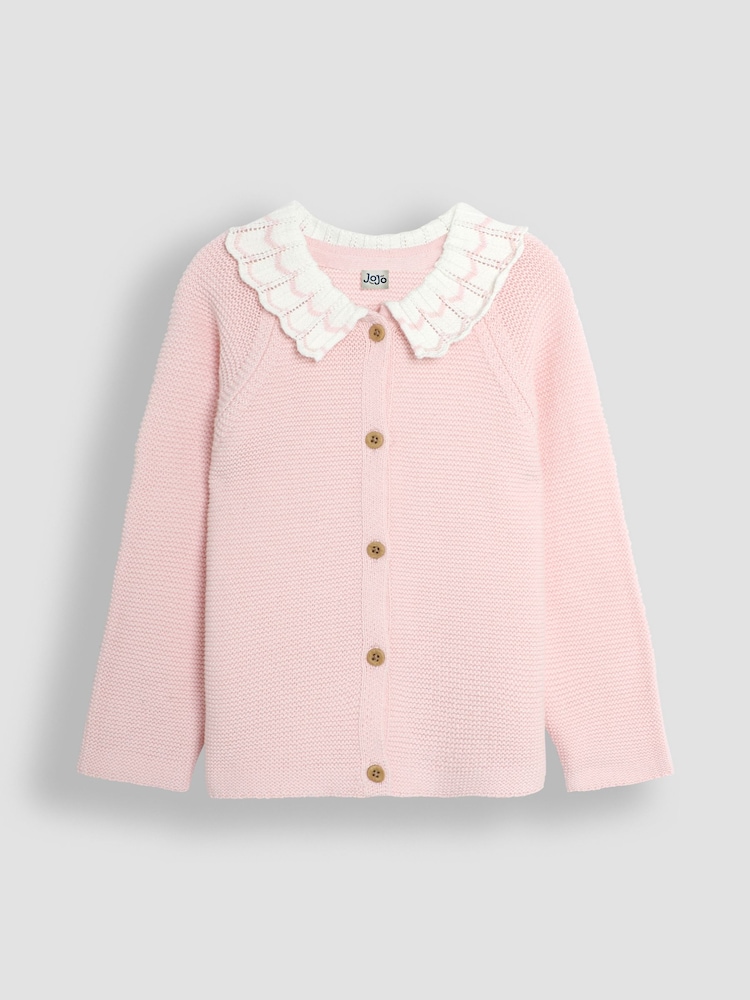 JoJo Maman Bébé Broderie Collar Cotton Cardigan - Slika 1 iz 3