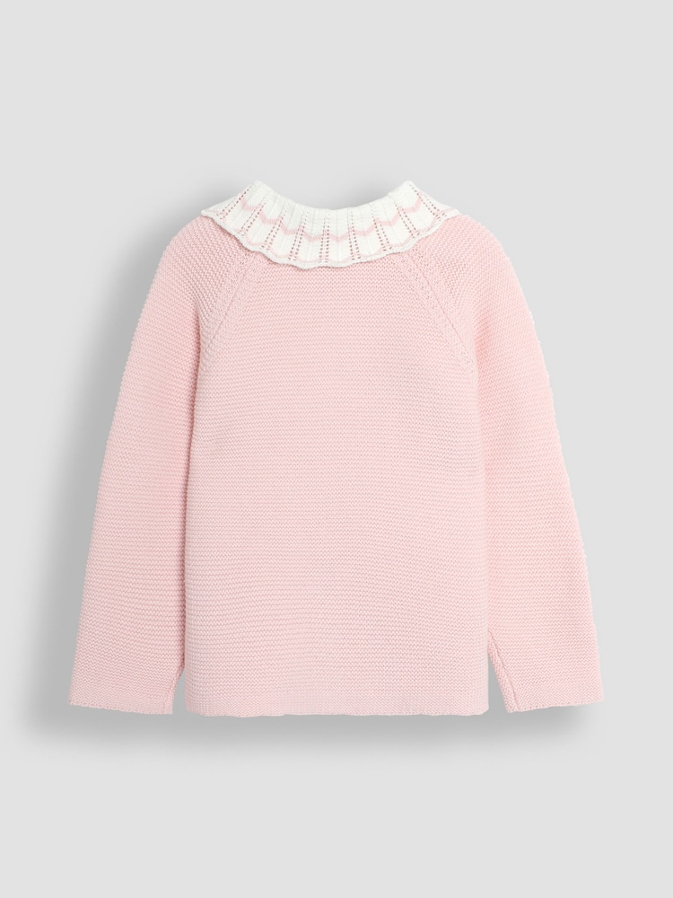 JoJo Maman Bébé Broderie Collar Cotton Cardigan - Slika 2 iz 3
