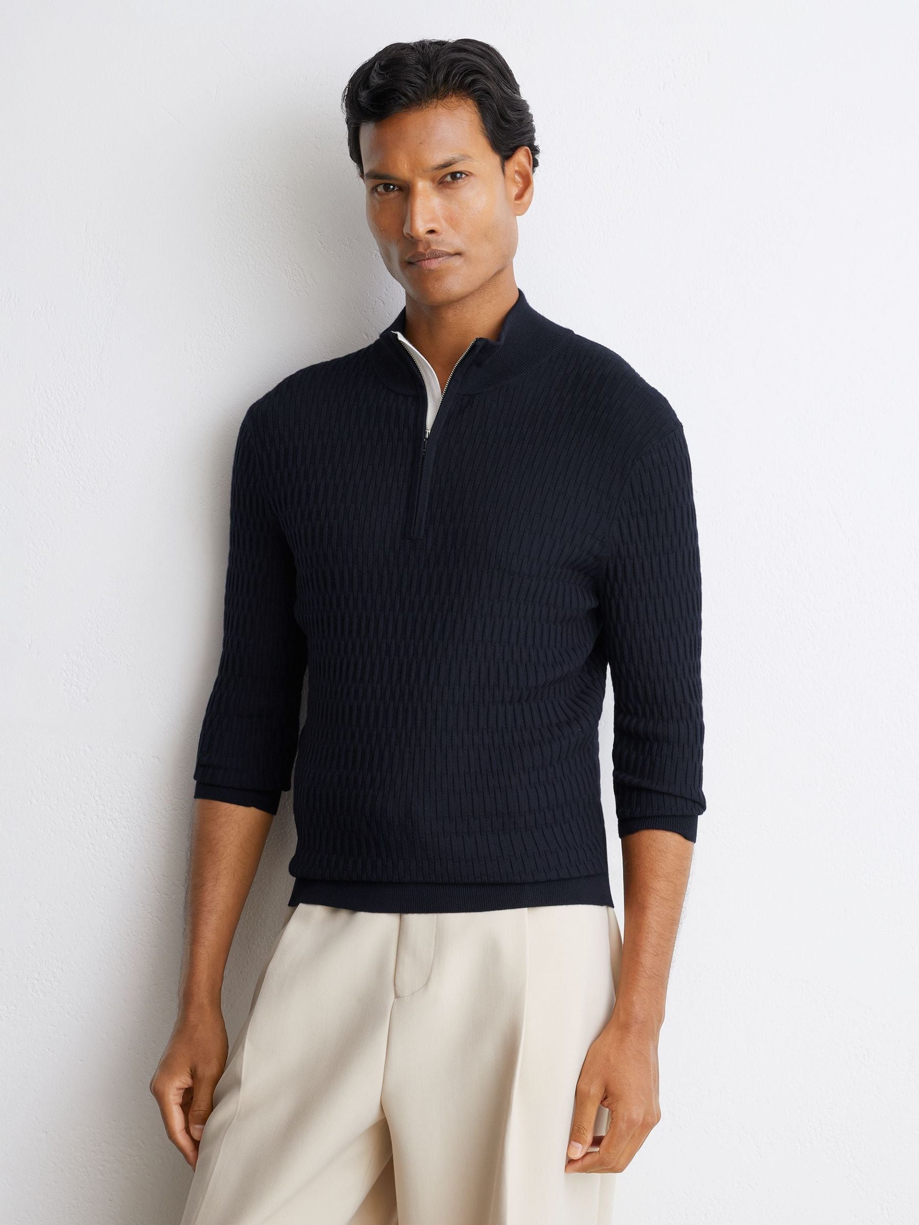 トップス hiro Buy Reiss Navy Idol Textured-Knit Half-Zip Jumper from Next USA