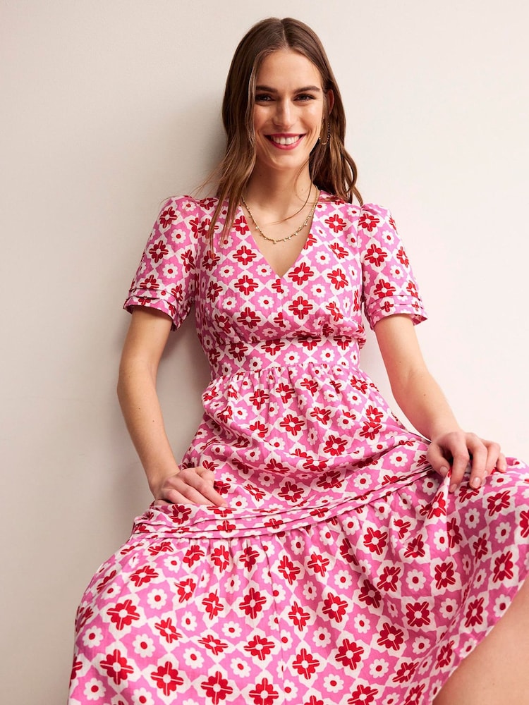 Boden Pink Eve Linen Midi Dress - Image 1 of 5