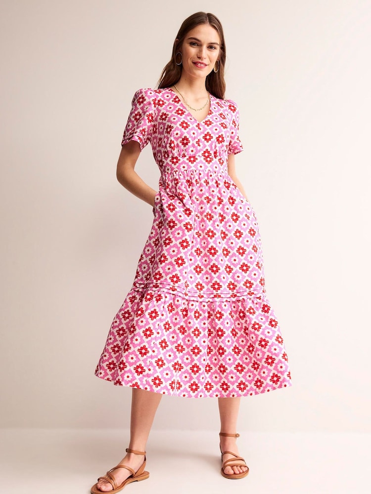 Boden Pink Eve Linen Midi Dress - Image 2 of 5