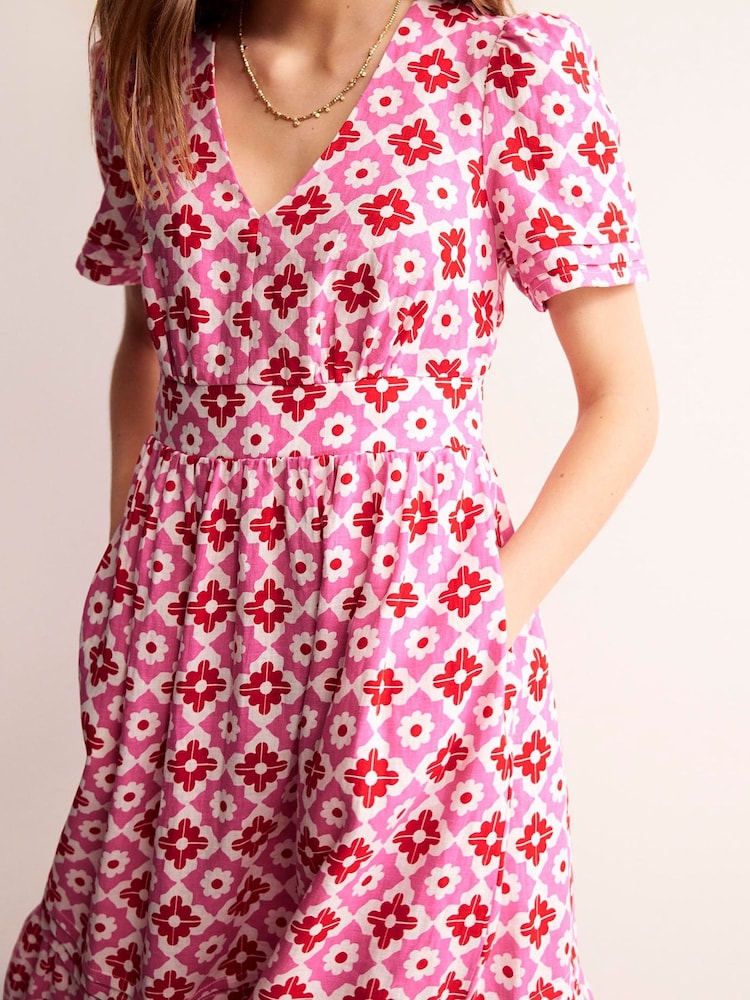 Boden Pink Eve Linen Midi Dress - Image 3 of 5