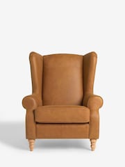 Antique Leather Light Tan Grande Sherlock Highback Armchair - Image 3 of 9