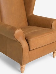 Antique Leather Light Tan Grande Sherlock Highback Armchair - Image 8 of 9