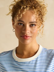 Joules Kitsford Blue & White Stripe Embroidered T-Shirt - Image 5 of 6