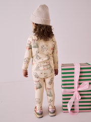Cream Christmas Bunny Characters Rib Long Sleeve Christmas Top and Leggings Set (3mths-7yrs) - Image 2 of 8