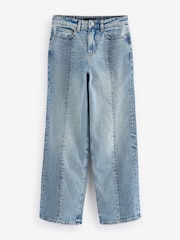 Mid Blue Patchwork Straight Leg 100% Cotton Jeans - Image 5 of 8