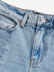 Mid Blue Patchwork Straight Leg 100% Cotton Jeans - Image 6 of 8