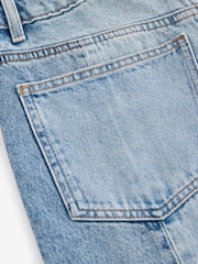 Mid Blue Patchwork Straight Leg 100% Cotton Jeans - Image 7 of 8