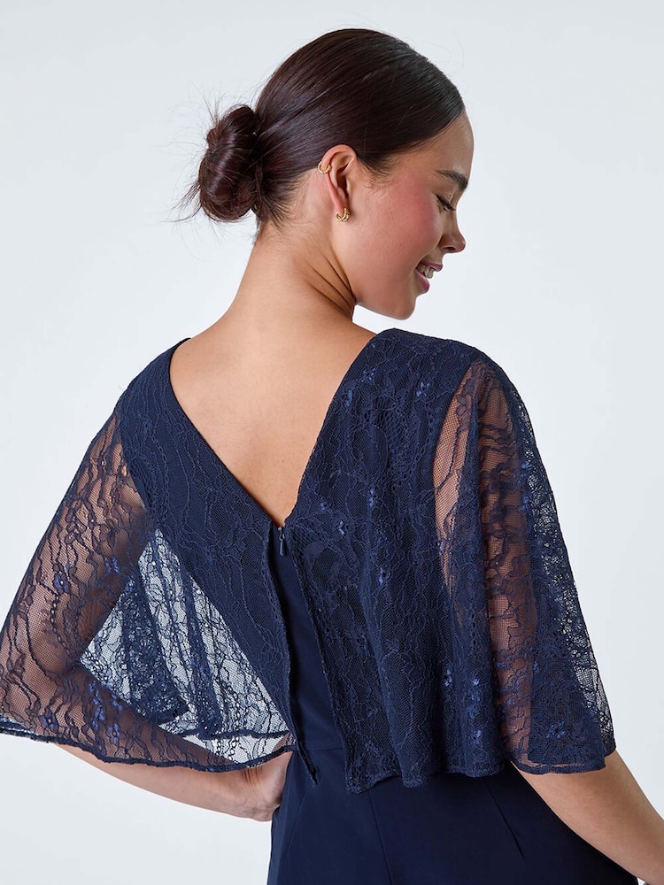 Roman Lace Overlay Wide Leg Jumpsuit - Imagen 5 de 5