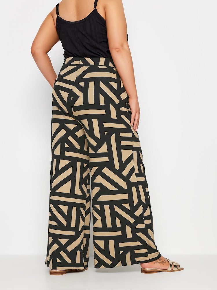 Yours Curve Black Jersey Wide Leg Trousers - Image 2 of 4