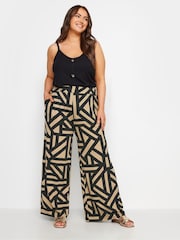 Yours Curve Black Jersey Wide Leg Trousers - Image 3 of 4