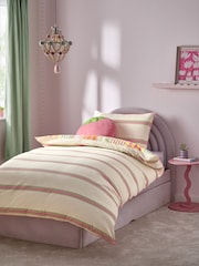 Pink Multi Stripe Printed Polycotton Duvet Cover and Pillowcase Bedding Set - Image 2 of 9