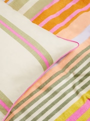 Pink Multi Stripe Printed Polycotton Duvet Cover and Pillowcase Bedding Set - Image 9 of 9