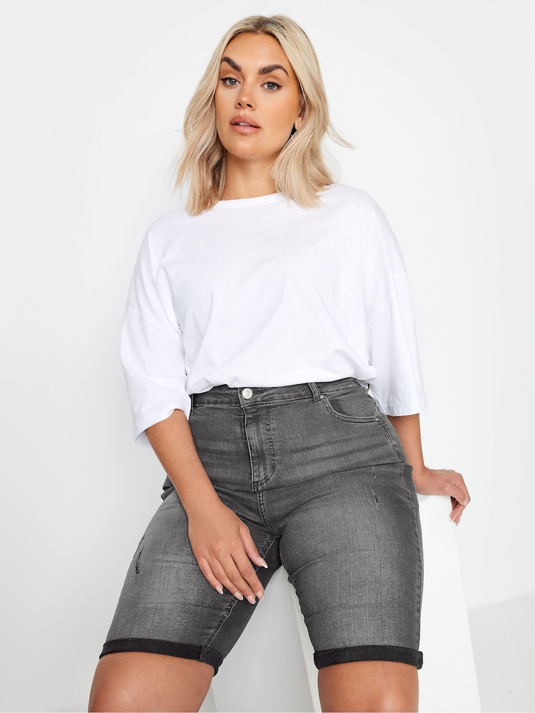 Yours Curve Cat Scratch Denim-Shorts - Bild 1 von 5