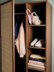 MADE.COM Dark Oak Effect Pavia Rattan Double Wardrobe - Image 3 of 6