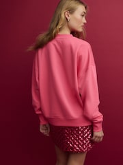 Bright Pink Christmas Santa Baby Bow Graphic Crew Neck Sweatshirt - Image 4 of 7