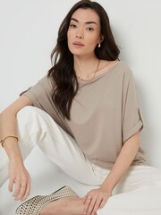 Threadbare Brown Batwing Sleeve Slash Neck Tunic Top - Image 4 of 5