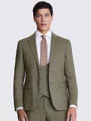MOSS Sage Green Slim Fit Herringbone Tweed Jacket - Image 1 of 8