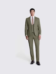 MOSS Sage Green Slim Fit Herringbone Tweed Jacket - Image 4 of 8