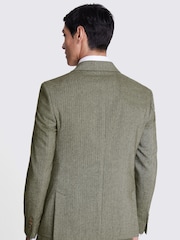 MOSS Sage Green Slim Fit Herringbone Tweed Jacket - Image 5 of 8