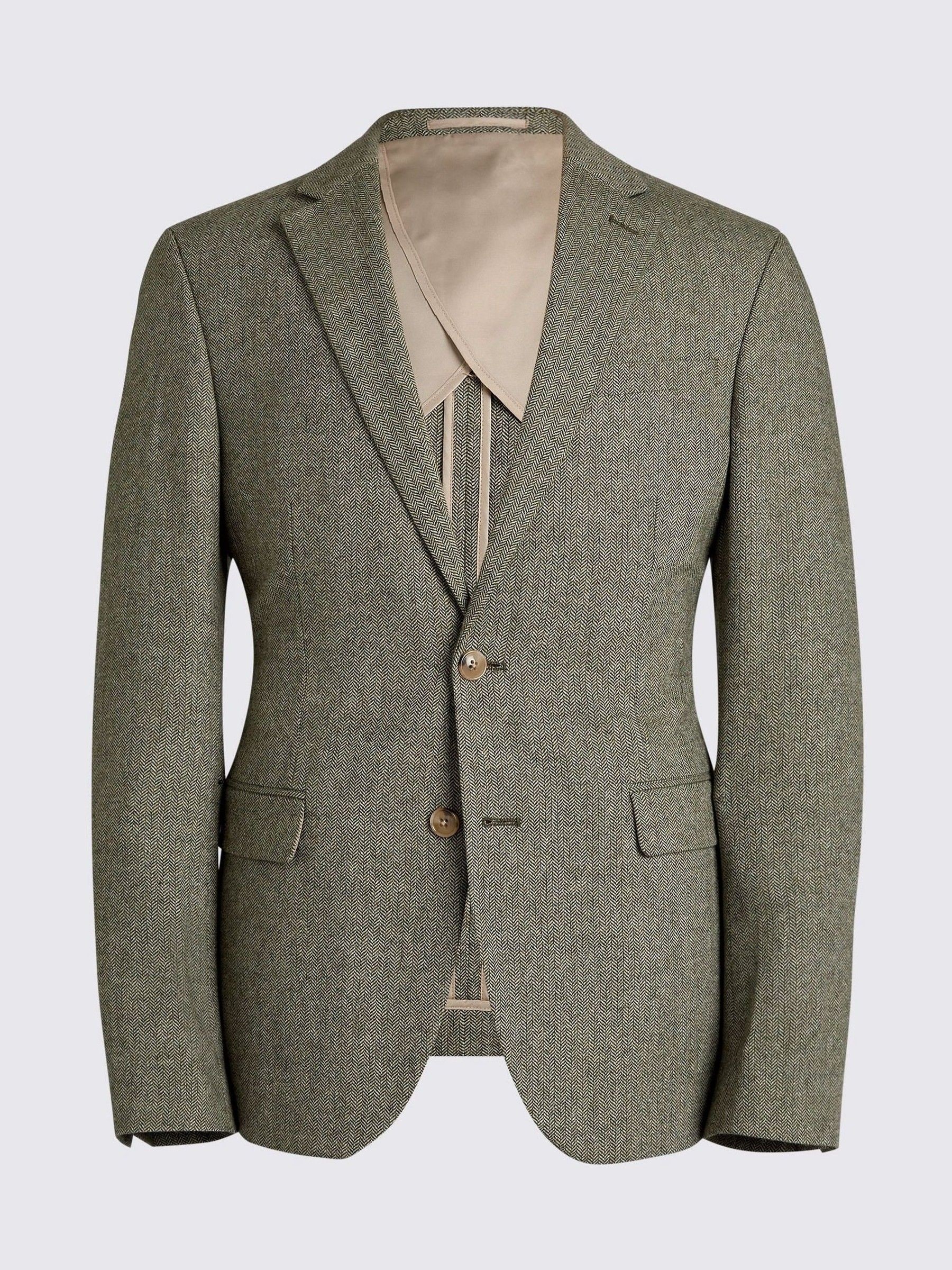 Buy MOSS Sage Green Slim Fit Herringbone Tweed Jacket from the Next UK online shop