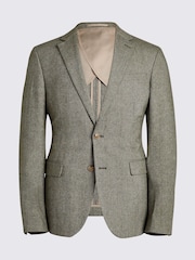MOSS Sage Green Slim Fit Herringbone Tweed Jacket - Image 7 of 8