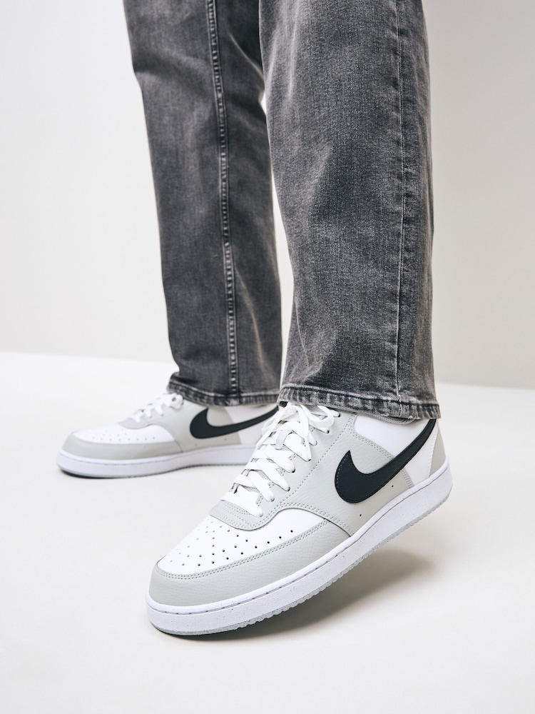 Nike Grey/White Court Vision Low Trainers - Image 1 of 8