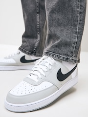 Nike Grey/White Court Vision Low Trainers - Image 2 of 8