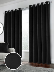 Enhanced Living Black Thermal Blackout Hampton Readymade Curtains - Image 1 of 4