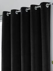 Enhanced Living Black Thermal Blackout Hampton Readymade Curtains - Image 2 of 4