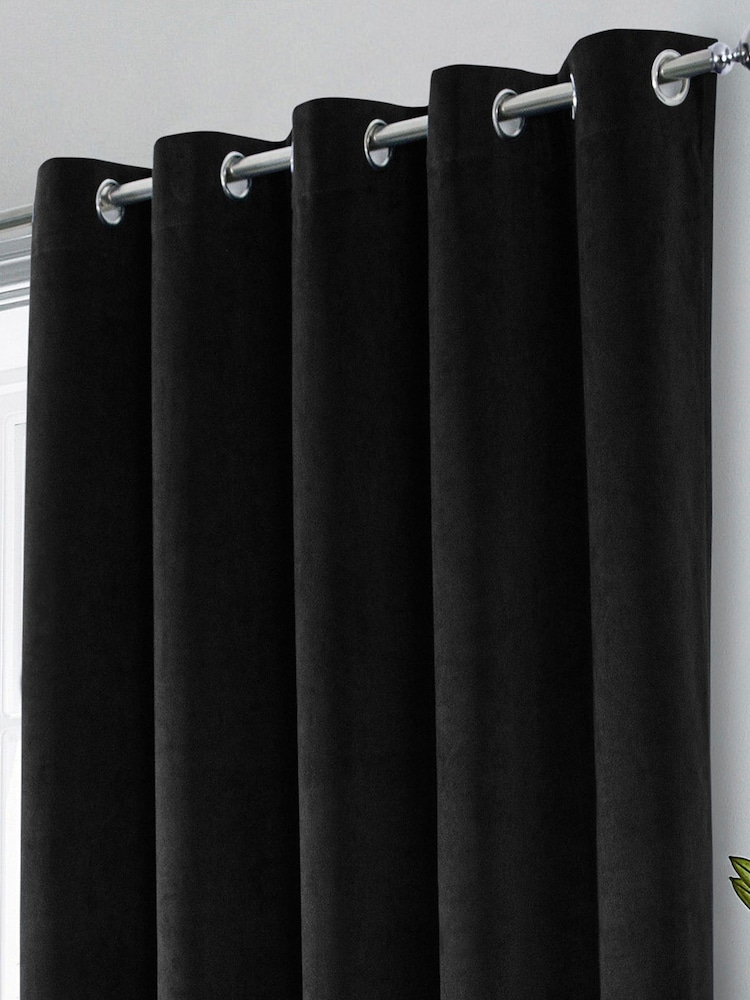 Enhanced Living Black Thermal Blackout Hampton Readymade Curtains - Image 2 of 4