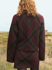 Burgundy Red Patterned Button Through Knitted Cardigan Jacket - Image 2 of 9