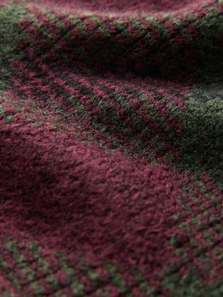 Burgundy Red Patterned Button Through Knitted Cardigan Jacket - Image 9 of 9