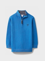 Crew Clothing Blue 100% Cotton Half Zip Jumper - Image 1 of 3