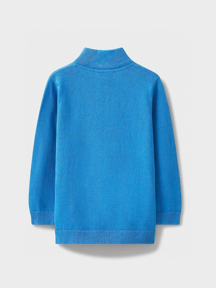 Crew Clothing Blue 100% Cotton Half Zip Jumper - Image 2 of 3