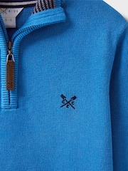 Crew Clothing Blue 100% Cotton Half Zip Jumper - Image 3 of 3